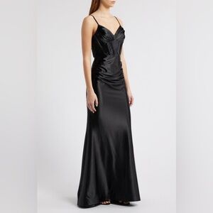 City Studio Black Satin Dress